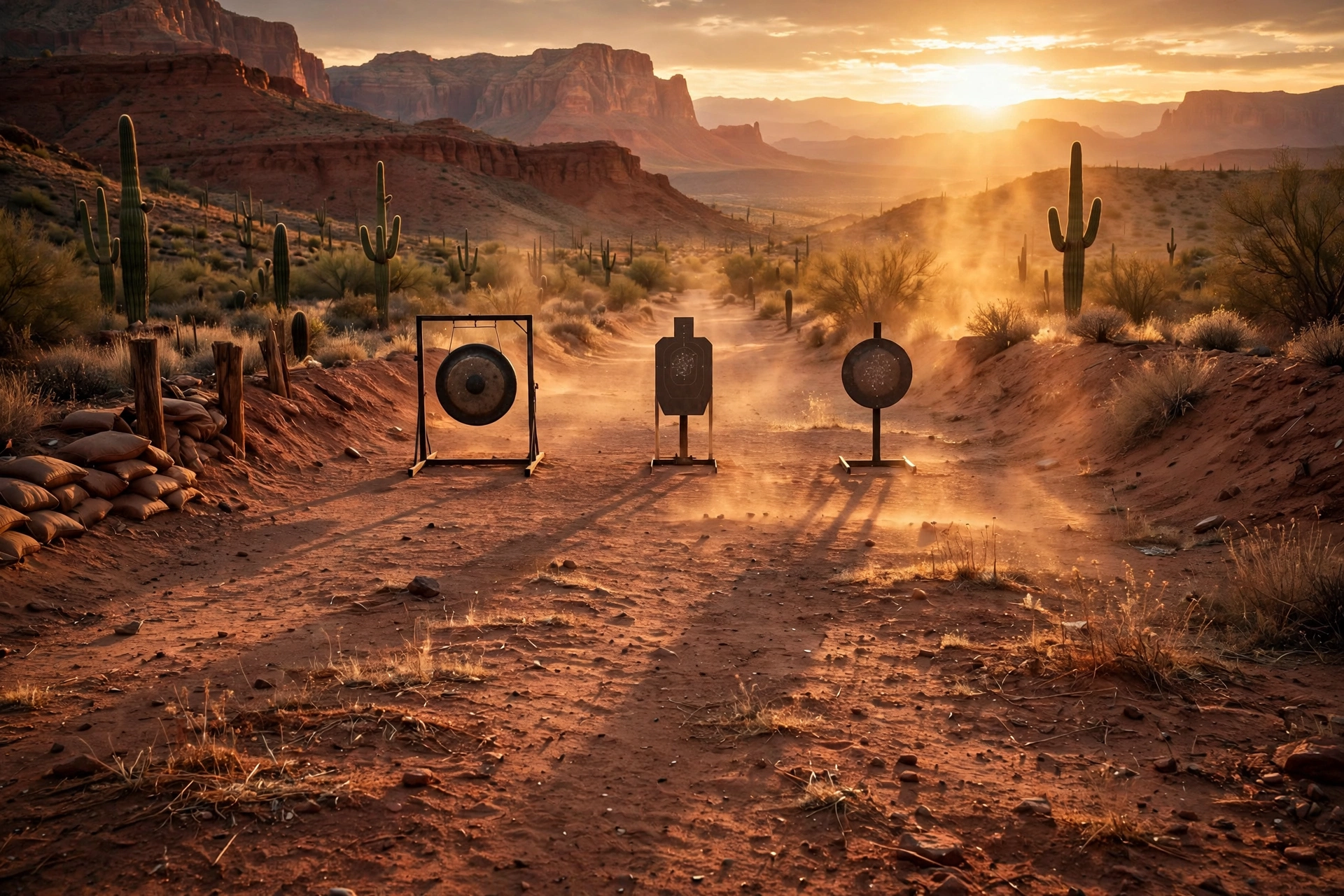 Steel targets on a desert range — GunNomad editorial photo