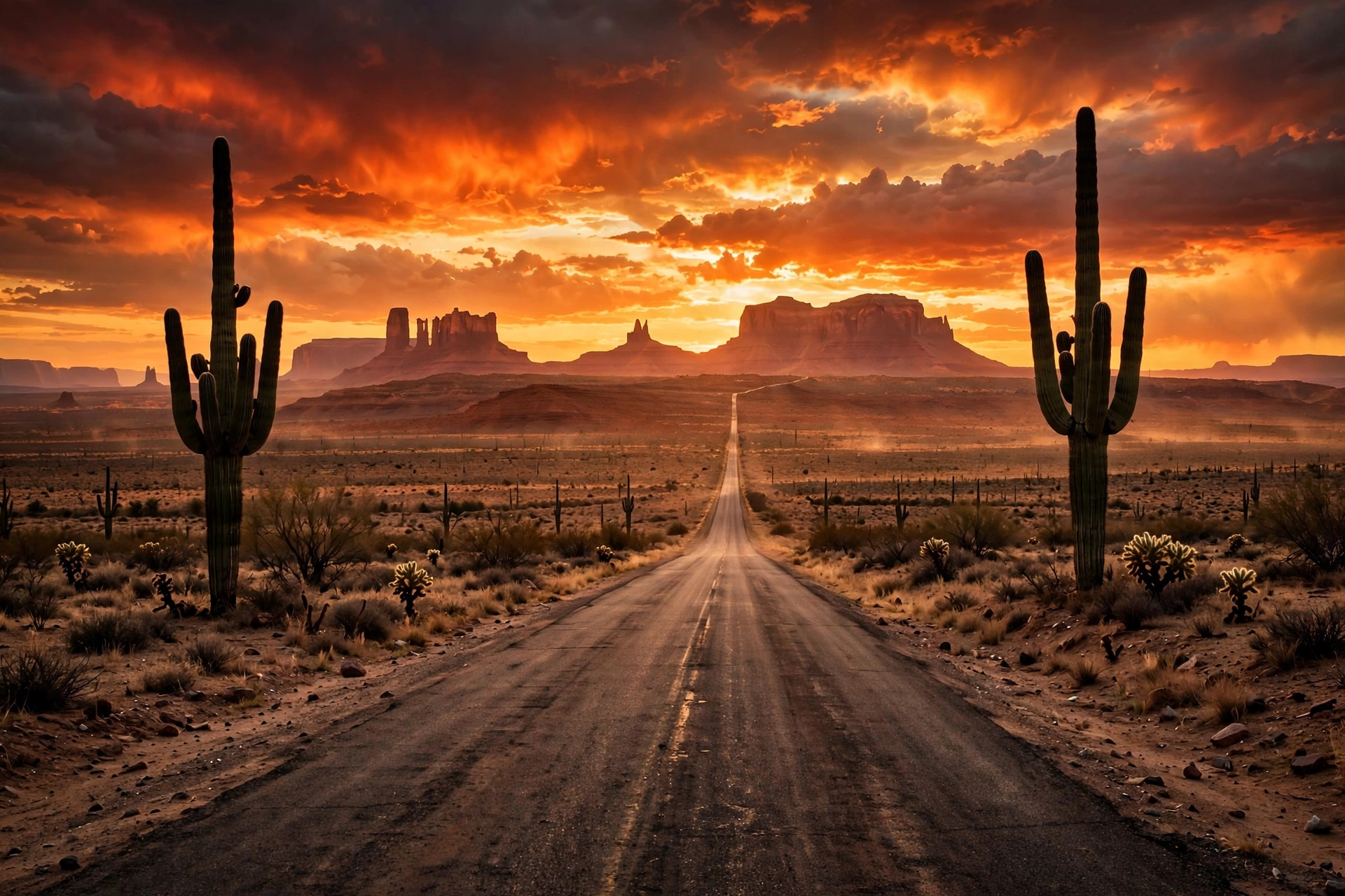 Desert road at sunset — GunNomad editorial photo